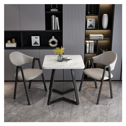 Moderno juego de mesa de comedor cuadrada de 2 piezas con sillas, muebles elegantes de cocina y oficina para espacios pequeños, ideal para sala de estar y áreas de recepción