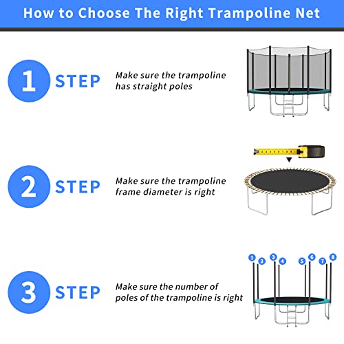 Blanketown 10 Ft Trampoline Replacement Net Safety Enclosure Net For 6 Poles Round Frames #TOP2