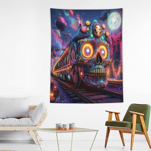Tapiz de calavera psicodélica vertical decorativo para dormitorio 3
