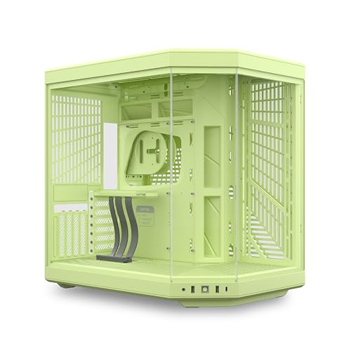 Image of HYTE Y70 Modern Aesthetic Gaming PC Case - Panoramic Glass | High-Airflow Design | Cable Management | Dual Chamber ATX Mid-Tower Chassis | 10 Fan Capacity | Luxury PCIe 4.0 Riser Cable -Matcha (Green)