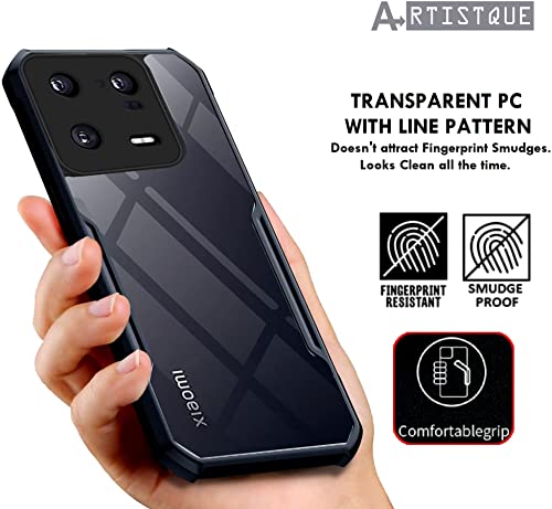 Image of A rtistque Clear Hard Transparent Acrylic Armor Anti-Drop Shockproof TPU Edge Back Cover Case for Xiaomi 13 Pro 5G - Black