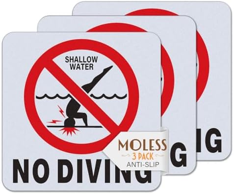 Amazon.com : MOLESS Pool Stickers – NO DIVING Pool Sign, 6x6″ Anti-Slip ...