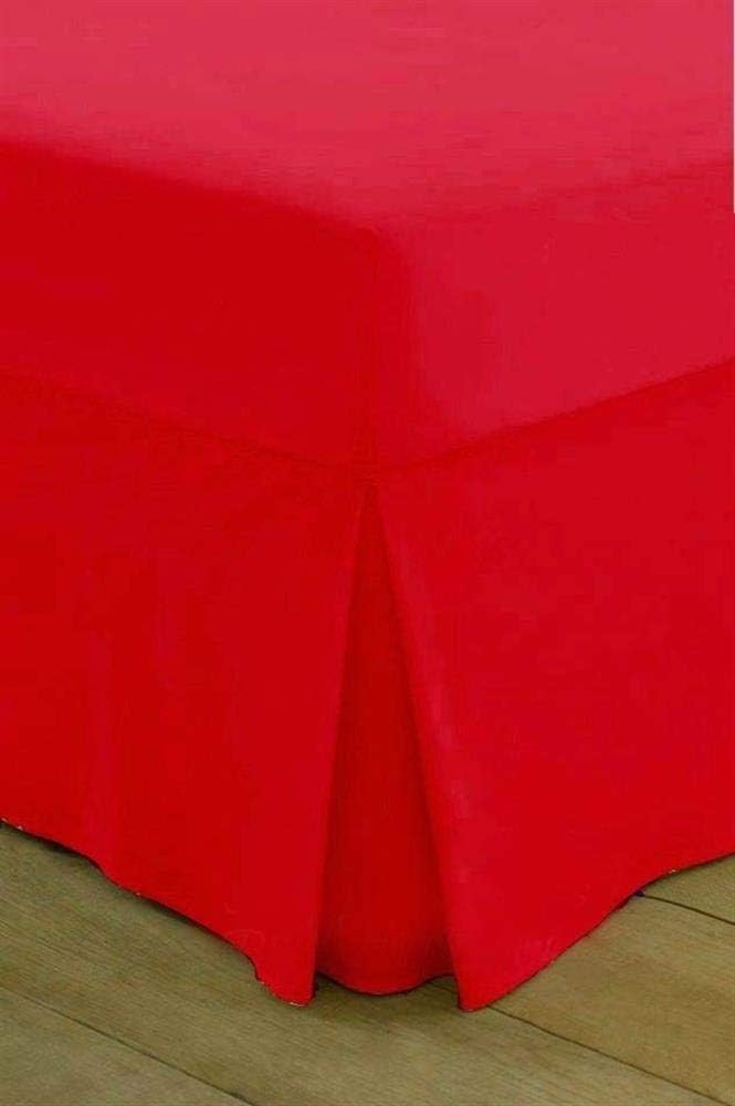 100% Pure Natural 200 Thread Count Egyptian Cotton Fitted VALANCE Sheets Box Pleated Hypoallergenic Ultra Soft Breathable Hotel Quality Bed Sheet (Red, King)