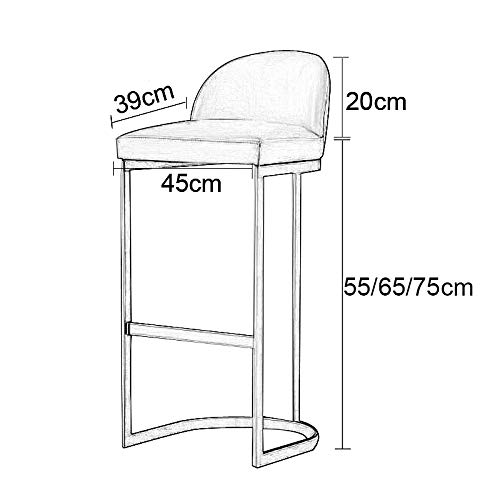 Tabouret de bar en cuir gris avec dossier et repose-pieds pour comptoir