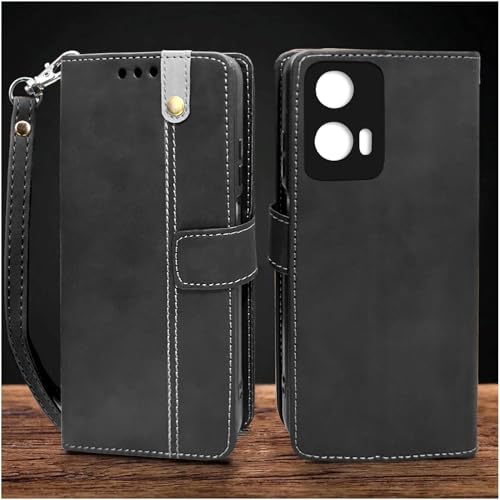 Image of Excelsior Flip Cover for Motorola Moto Edge 50 Fusion, Moto G85 5G | Premium PU Leather | Full Protection (Black)