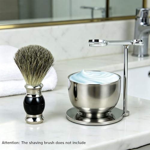 GRUTTI 2 in1 Rasierset für männer - Rasierhobel Ständer und Edelstahl-Rasierschale - Halter und Schüssel Set, Perfekte Vatertagsgeschenke für Männer, Väter, Freunde