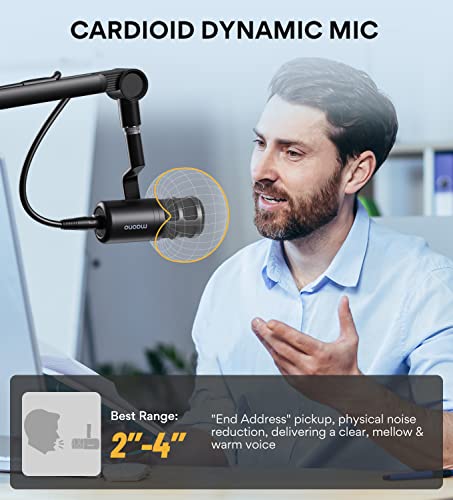 Image of MAONO XLR Podcast Microphone Cardioid: Dynamic Mic for Vocal Recording, Streaming, Voice-Over, Voice Isolation Technology, Metal Mic, Works for Audio Interface, Mixer, Sound Card (PD100-XLR)