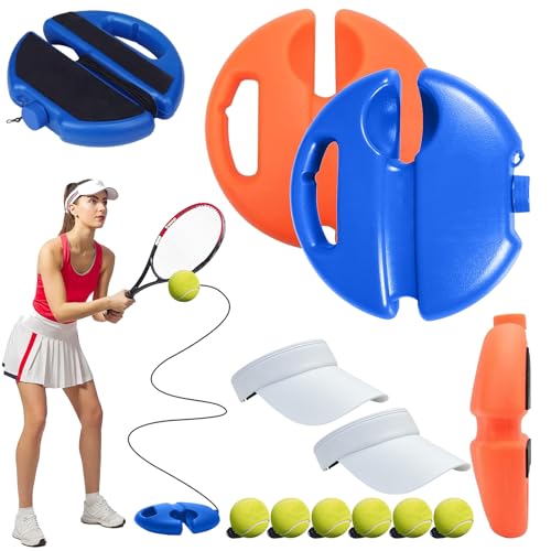 ACMEDICA Tennis Ball Training Baseboard – Improve Your Skills & Perfect Your Swing, Solo Tennis Trainer Rebound Ball with 3 Balls, Tennis Practice Rebounder with Base for Beginner Adult Home (All)