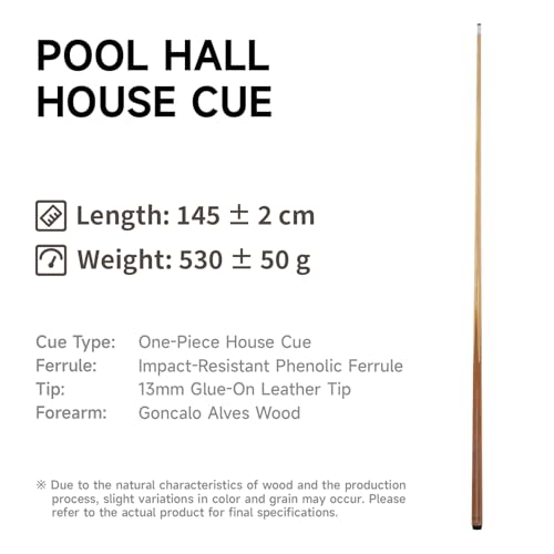 Empire USA Set of 6 Pool Cues – 57” One-Piece Hardwood 4-Prong House Bar Billiard Cue Sticks with 13mm Leather Tips - Image 3