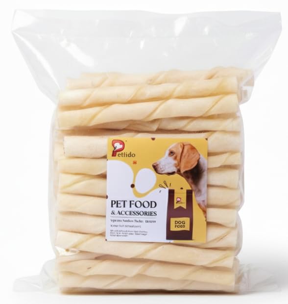 Natural Rawhide Twisted Chew Sticks for Dogs, Calcium Rich Dog Treats for Strong Teeth & Bones, Suitable for All Breeds & Life Stages, Premium White Twist Chews, 100Gm Pack-image-36