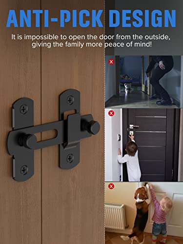 Sliding Barn Door Lock, Stainless Steel Gate Latches Flip Latch Safety Door Bolt Latch Lock For Wine Cabinet, Bathroom, Outdoor, Garage, Garden, Closet Door (1, Black) #TOP2