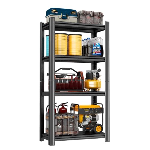 Image of Metal Garage Shelving Unit, Heavy Duty 4-Tier Adjustable Storage Rack, Steel Shelving,2000 lbs Capacity, Industrial Shelves for Heavy Tools and Equipment (4-Tier 54 inch H x 31.5 inch W x 14 inch D)