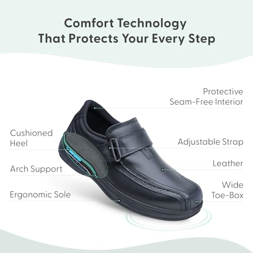 Orthofeet Men's Orthopedic Black Leather Lincoln Center Dress Shoes3