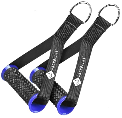 Image of Shopoflux Heavy Duty Handles with Solid ABS Cores and Welded D-Rings for Gym Machine, Resistance Band, Cable Machines (1 Pair) (Blue)