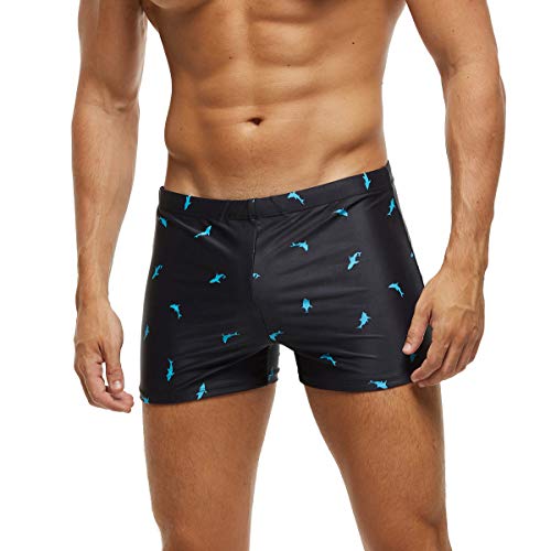 SALENT Men's Square Leg Athletic Swimsuit Swim Trunk Swimwear Bathing Suit Board Short (XX-Large, 01 Black)