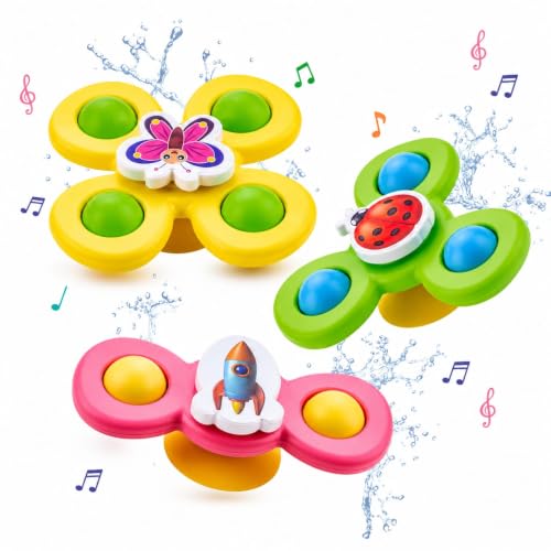 Image of Khasala Brothers Baby Strong Suction Cup Round Sensory Non-Toxic Toys for Kids,Colorful Lovely Attractive Bath Toys Airplane Car Travel Table & Window Toys