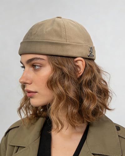 Image of CLAPE Beanie Docker Cap Mens Brimless Hats Sailor Fisherman No Visor Cap Rolled Cuff Harbour Hat Casual Skull Caps