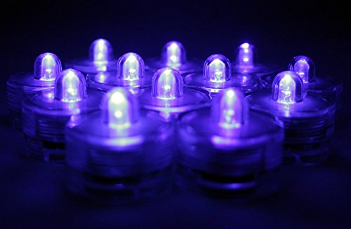 12X Waterproof Wedding/Party/ Xmas Floral Decoration Tea Vase Battery Light Led Purple Floral Shape Underwater Led Candles Flameless Safety Tea Lights Ia0060012 #TOP1
