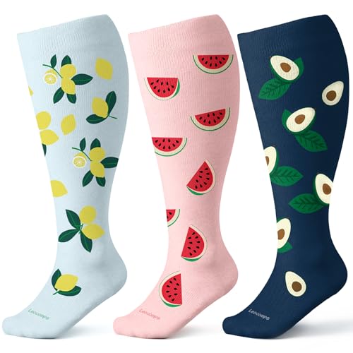 Plus Size Compression Socks for Women Men Wide Calf 15-20 mmHg Knee High Extra Large for Nurses Pregnant Travel