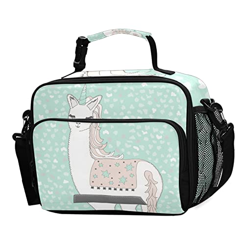 Llama Lunch Box Insulated Lunch Bag Alpaca Unicorn Girls Boys Cooler Tote Kids Shoulder Strap Reusable For School Picnic Travel Office #TOP26