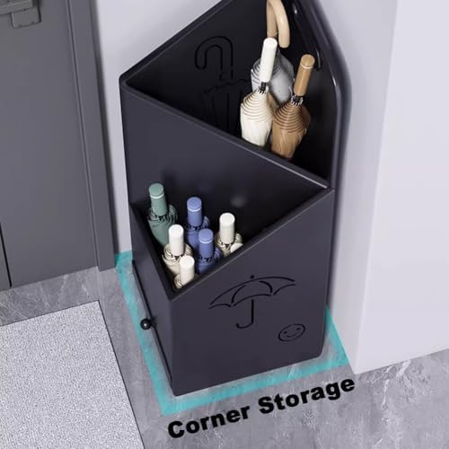 Wrought Iron Umbrella Stand with Pull-Out Water Tray, Double-Layer Storage for Small Spaces, Modern Home Organizer