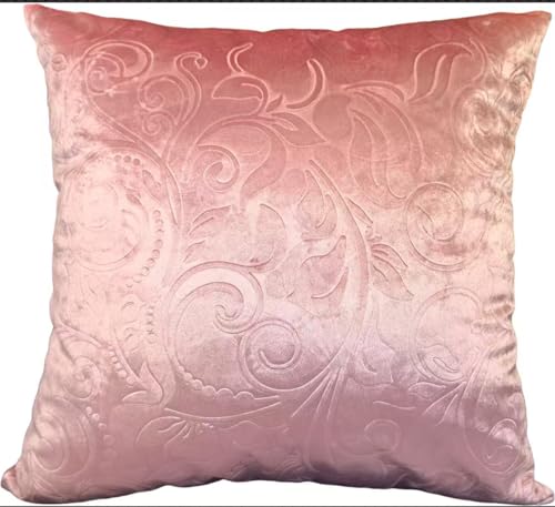 TangDepot Embossed Velvet Throw Pillow Cover-(22" x 22", C40 Pink)