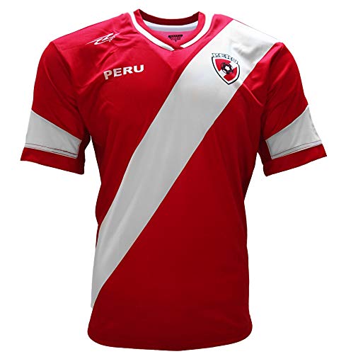 ARZA Peru 2017 Jersey New Soccer Red for Men 100% Polyester (US, Alpha, Large, Regular, Regular, Red)