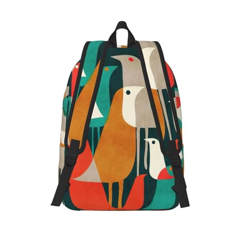 Sac à dos universitaire avec compartiment ordinateur imprimé oiseaux