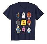 Retro Roboter 4. Geburtstag T-Shirts