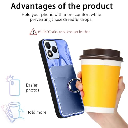 Tuxiwei TPU Case for Vortex J24 6.50", Phone Cover Vortex J24 Tempered Glass Screen Protectors [2In 1 Wallet Case Back Card Holder Kickstand] Art Blue Wavy Pattern Printed, Built-in Ring Finger Holder by Tuxiwei - Used condition - Image 4