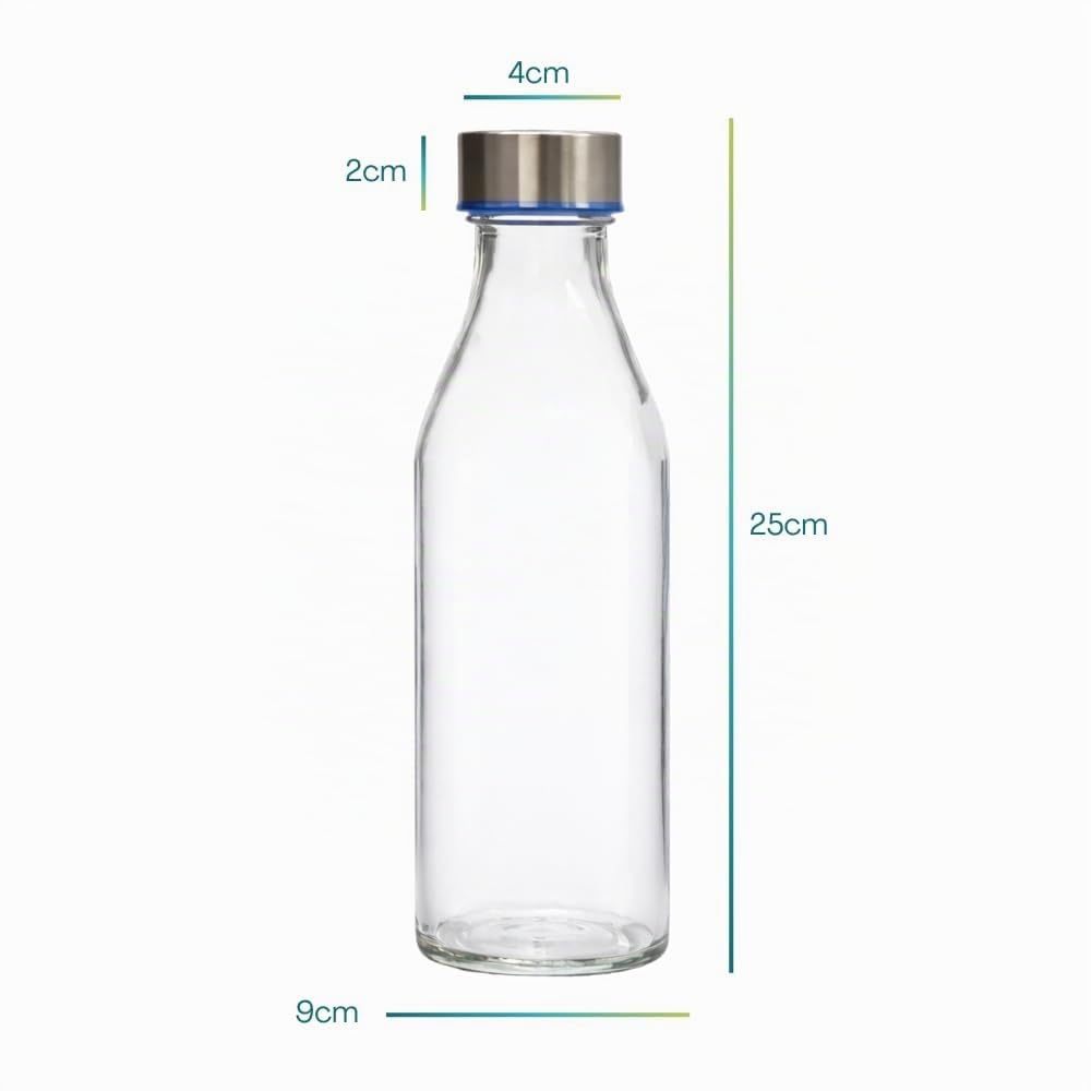 Paluplus Set 12 Bottiglie in Vetro Trasparente da 1000ml, Bottiglia per Acqua con Tappo a Vite e Chiusura Ermetica, Design Elegante, per bevande fredde e calde -GERIM5506F-8