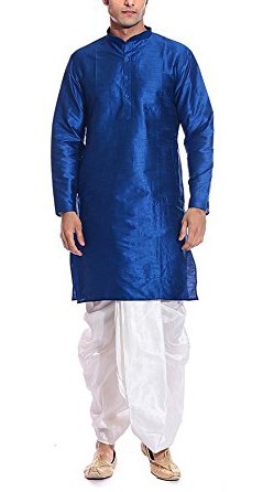 Kurta y dhoti azul para hombre talle 40 de mezcla de seda de Royal Kurta