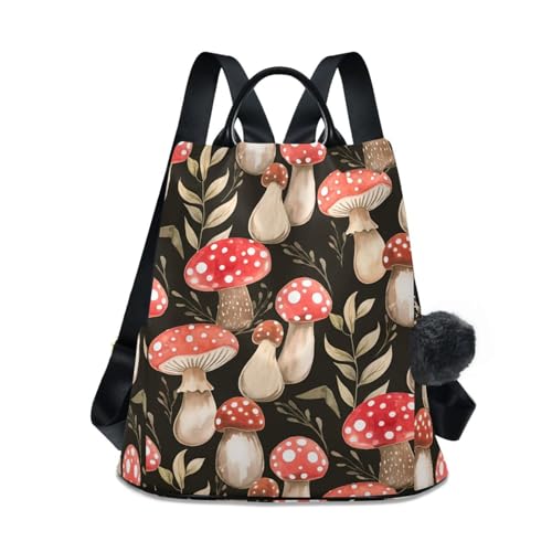 Sac à dos femme grande capacité antivol tendance motif champignon