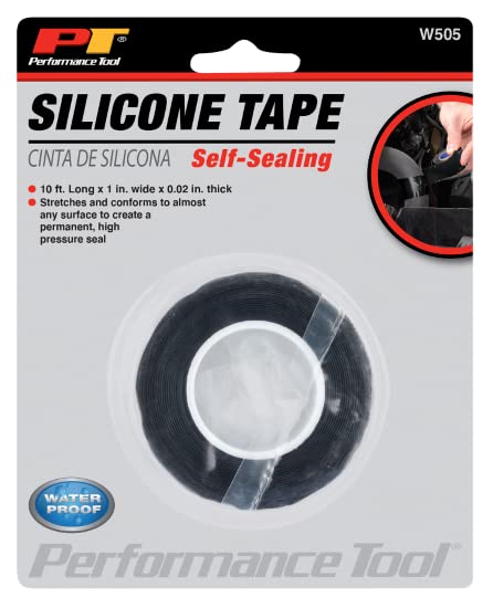 Image of Performance Tool W505 Self-Fusing Silicone Tape for High Pressure Seal, Waterproof and Heat Resistant, 10ft x 1in x 0.02in