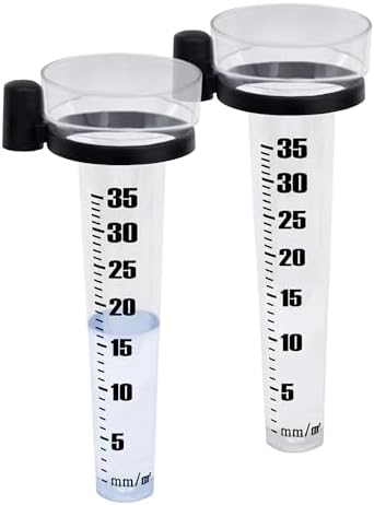 Spetebo Regenmesser 25 cm mit Skala und Halterung - 2er Set - Niederschlagsmesser aus Kunststoff für Wetterstationen - Wassermengenmesser Wetterstation Zubehör Pluviometer Ombromet