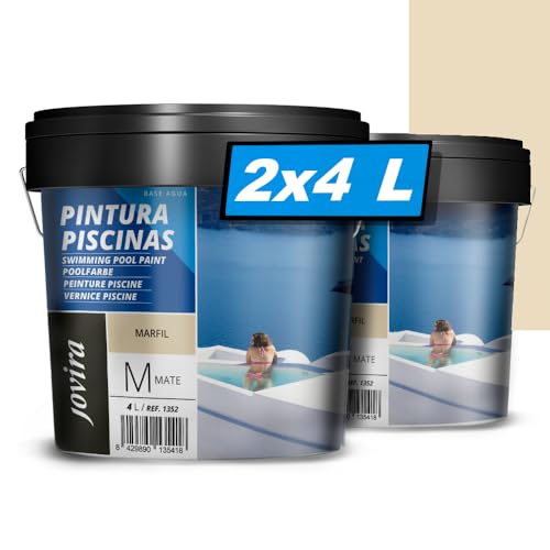 JOVIRA PINTURAS Piscinas al Agua. Protección y decoración de piscinas. 2x4 Litros Marfil