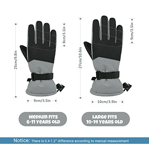 Zando Kids Gloves Winter Waterproof Mittens Boys Girls Snow Ski Gloves Kids Mittens Winter Waterproof Insulated Boys Childrens Warm Winter Snow Ski Mitten For Youth Boys Girls Black Large 10-14 Years #TOP4