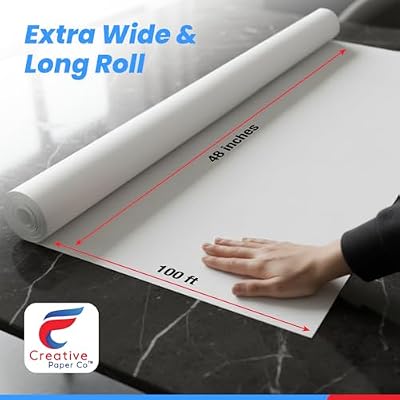 Made in USA White Kraft Paper Wide Jumbo Roll 48 x 1200 (100ft) Ideal for Gift Wrapping, Art &Craft, Postal, Packing Shipping, Floor Protection, Dunnage, Table Runner, 100% Recyclable Material