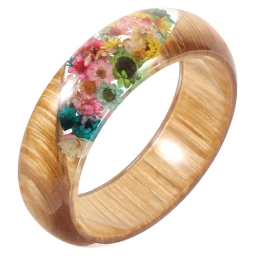 Bracelet résine créatif avec inclusions de fleurs séchées durables en bois