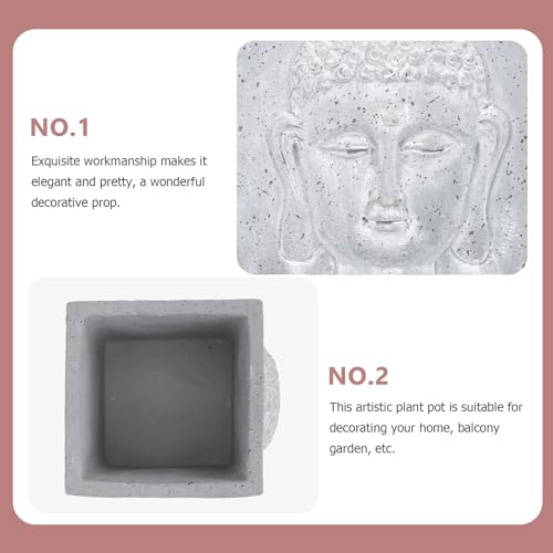 Cache-pot tête bouddha ciment SHINEOFI pour éviter les pots instables de salon - 8