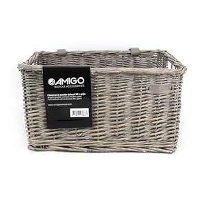 AMIGO Fietsmand – 26 liter – rotan – asgrijs