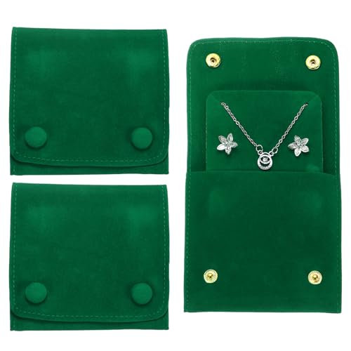 Pochette bijoux velours anti rayure petit sac de rangement vert souple - 2