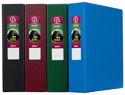 Image of Avery Durable 3 Ring Binder, 2 inch Slant Rings, Color (Black, Blue, Maroon, Green) Will Vary, 1 Binder (11558)