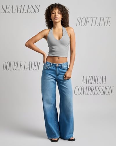 Image of SIGHTBOMB Seamless Super Soft V Halter Neck Microfiber SOFTLINE Active WEAR /Casual WEAR Cuddle Spaghetti TOP for Women