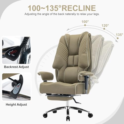 Image of EXCEBET Big and Tall Office Chair 400lbs Wide Seat, Leather High Back Executive Office Chair with Lumbar Support, Ergonomic Chairs Padded Armrests & Thick Cushion (Mesh Green)