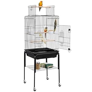 Yaheetech Vogelkäfig mit Ständer 46,5x46,5x136cm