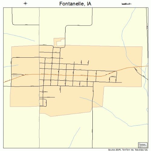 Large Street & Road Map of Fontanelle, Iowa IA Printed poster size