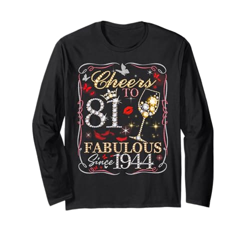 Cheers to 81 Fabulous Since 1944. Women’s 81st Birthday Manga Larga