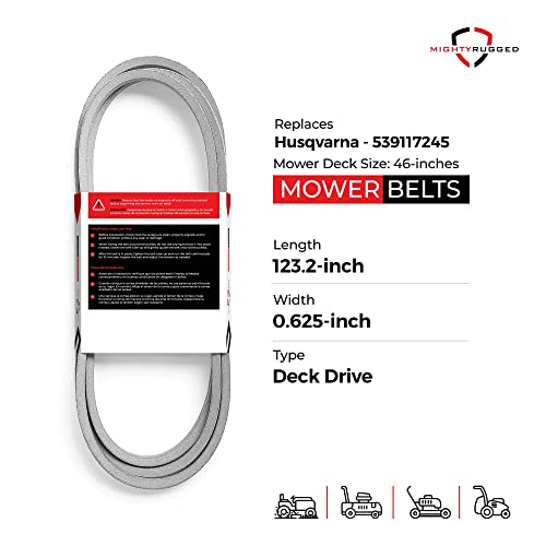 Image of MightyRugged 539117245 Husqvarna OEM Replacement Belt 5 /8x123, FITS Husqvarna LSZ 4622, LSZ 5422, LSZ 5424, RZ 4219, RZ 4619, RZ 4620, RZ 4621, RZ 4623, RZ 5422 and RZ 5424 mowers with 46 inch Deck