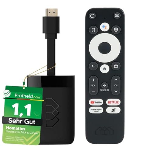 Nonic Homatics Dongle R 4K UHD | Certificado Google & Netflix | Control Smart Home | Android 11 TV HDMI Streaming Media Player IP Stick Box para TV y YouTube, Prime Video, Disney+, Twitch